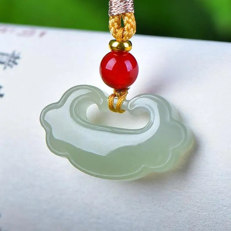 Collar con Colgante de Jade Nefrita China de 25 mm, Certificado, con Diseño de Nube, para Mujer, Joyería Fina, Jade Hetian Natural, Amuleto de la Suerte