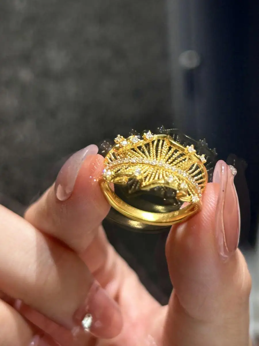 

Gold Lace Trim Adjustable Ring Hollow out Faionable Women's Jewelry Ele Princ Court Sle Luxury Sensation