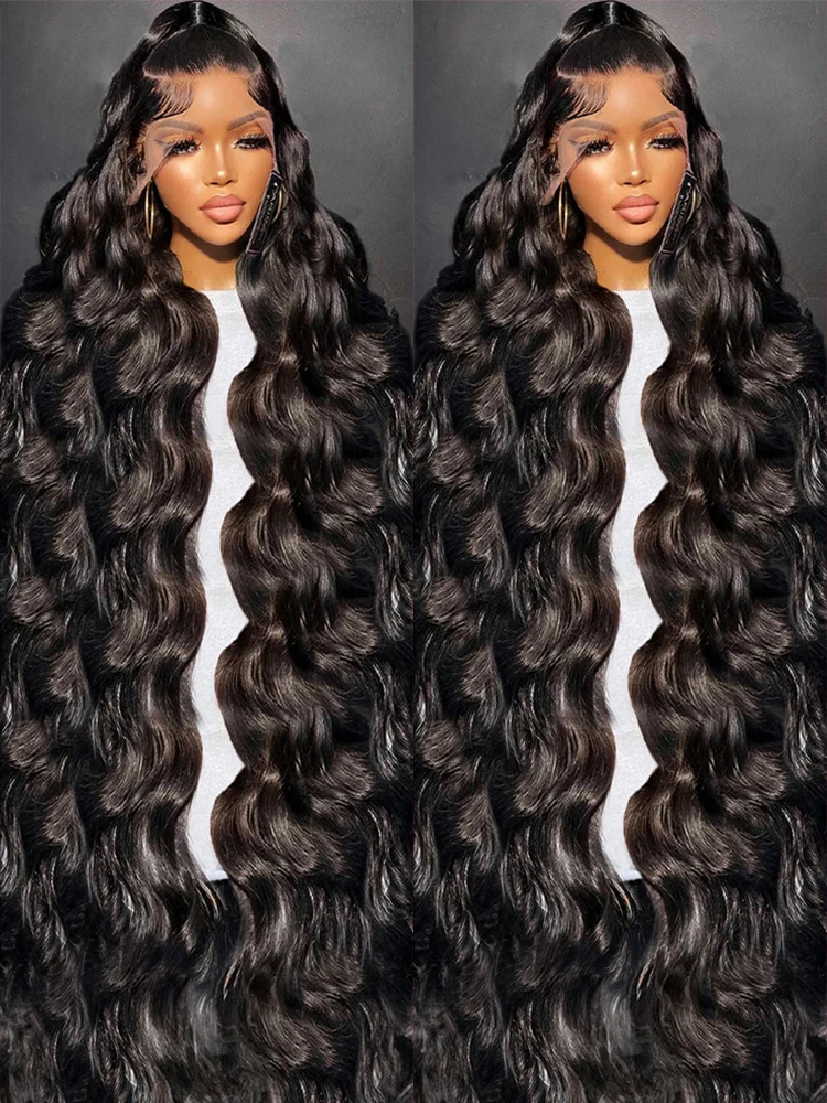 250% High Density 13x6 HD Transparent Body Wave Lace Frontal Human Hair Wig 30 40 Inch 13x4 Lace Front Wig PrePlucked For Women