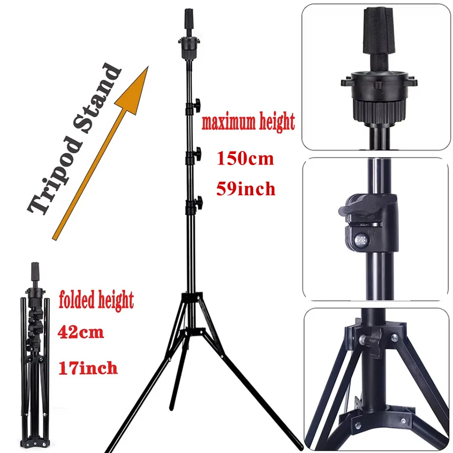Cabeza de Maniquí de entrenamiento, cabeza de bloque de lienzo, exhibición de estilismo, cabeza de maniquí, soporte de trípode, Kit de instalación de peluca con pines en T gratis