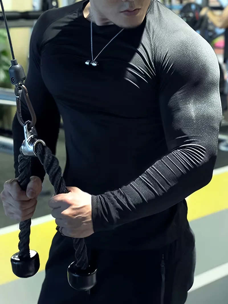 Herren Elite Sport Langarm-Kompressionsshirt mit Hoher Elastizität - Atmungsaktives und Schweißableitendes Langarm-Oberteil