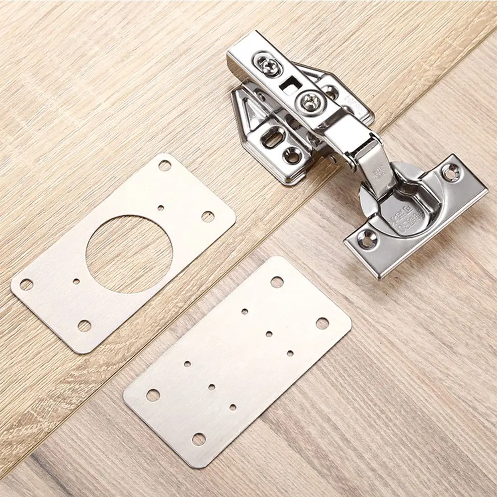 Stainless Steel Hinge Fixing Plate Cabinet Window Door Hinge Mounting Plate Set 90*46mm Furniture Hardware Repair Accessories