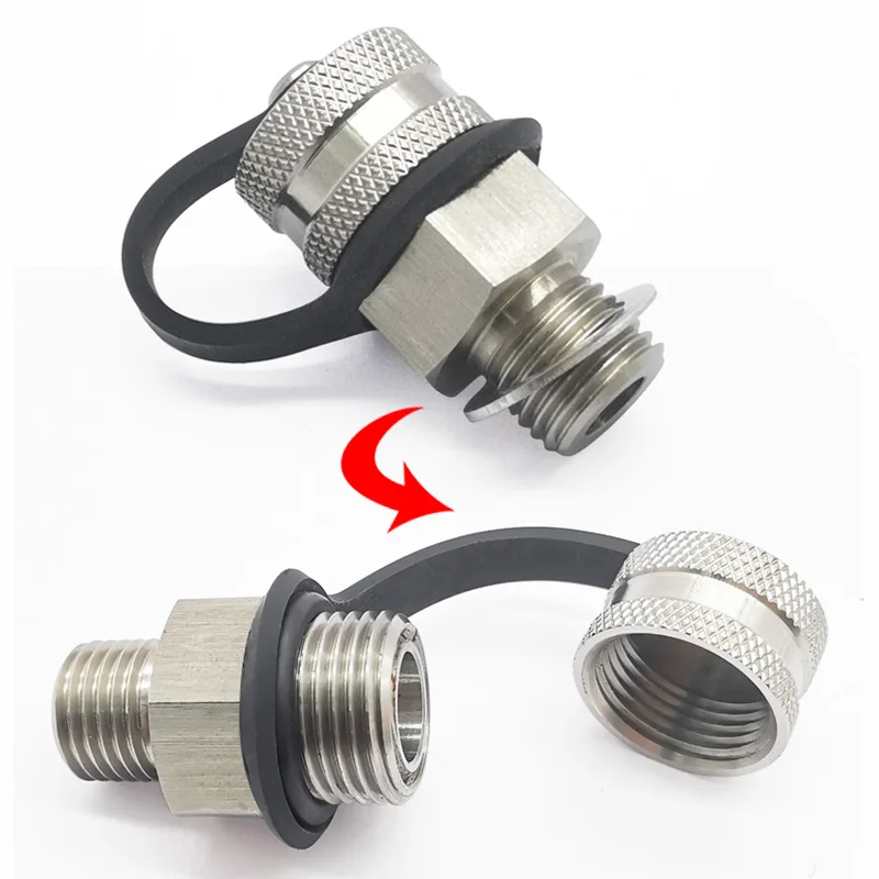 Oil Drain Valve M14x1.5 Stainless Steel Quick Release Twist Cap with Hose Attachment Hose Barb Fitting