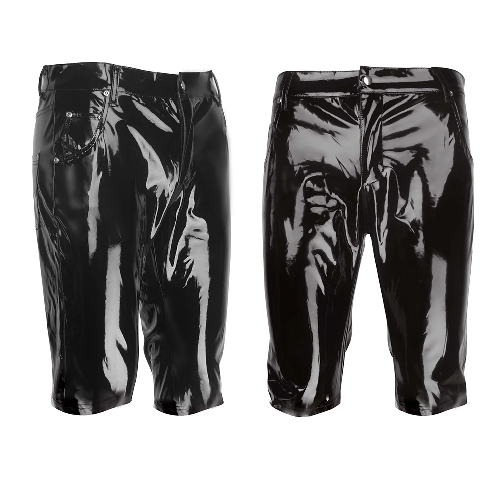 

Мужское сексуальное женское белье, глянцевые лакированные кожаные шорты для бара, ночного клуба, сцены, облегающий бесшовный удобный маслянистый блестящий комбинезон