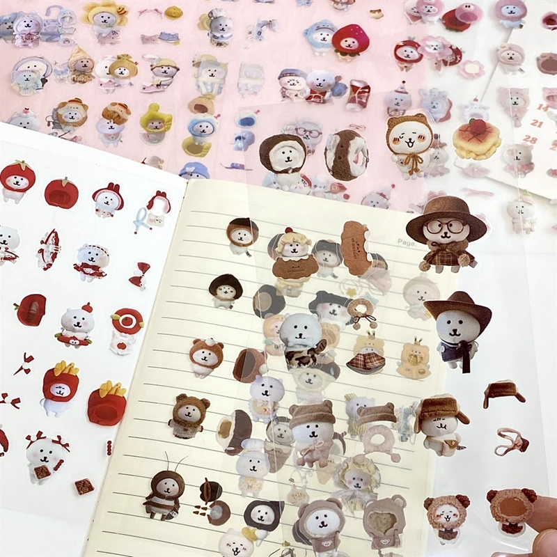 12pcs/pack Random Cute Y2K Bear Cut Film Sticker Journal Handbook Scrapbook DIY Phone Case Decoration Sticker Gift