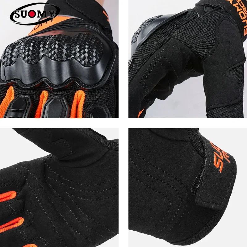 Suomy-guantes transpirables para montar en motocicleta para hombre, equipo de protección anticaída con pantalla táctil, ideal para primavera y verano