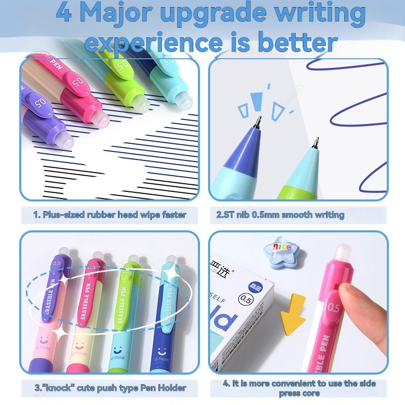 Retractable Erasable Gel Pens, Fine Point 0.5 mm, Make Mistake Disappear, Blue Ink for Note Taking and Crossword Puzzles image 5