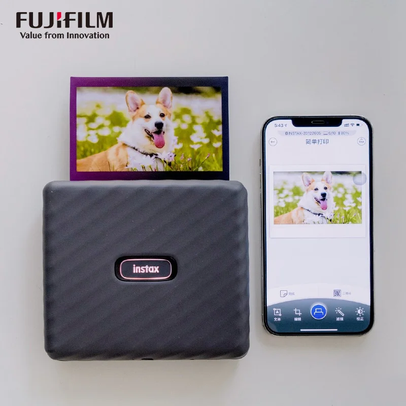 Nowa drukarka Fujifilm Instax Link WIDE zarejestrowana druk z kontroli ruchu wideo drukuj razem w trybie zabawy