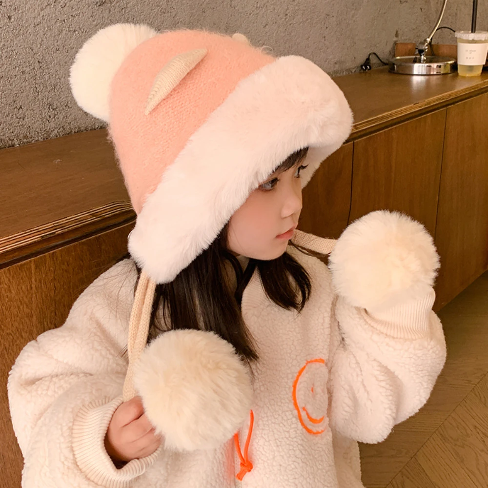 

Fashionable Plush Hat New Winter Versatile Ear Protection Windproof Warm Hat For Boys And Girls Baby Knitted Hat