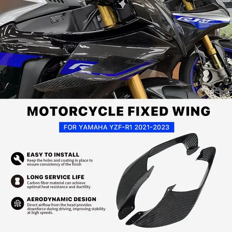 새로운 오토바이 페어링 고정 날개 Yamaha YZF R1 R1M 2020-2025 YZF-R1 2020 2021 2022 2023 2024 2025 스포일러 윙 카본