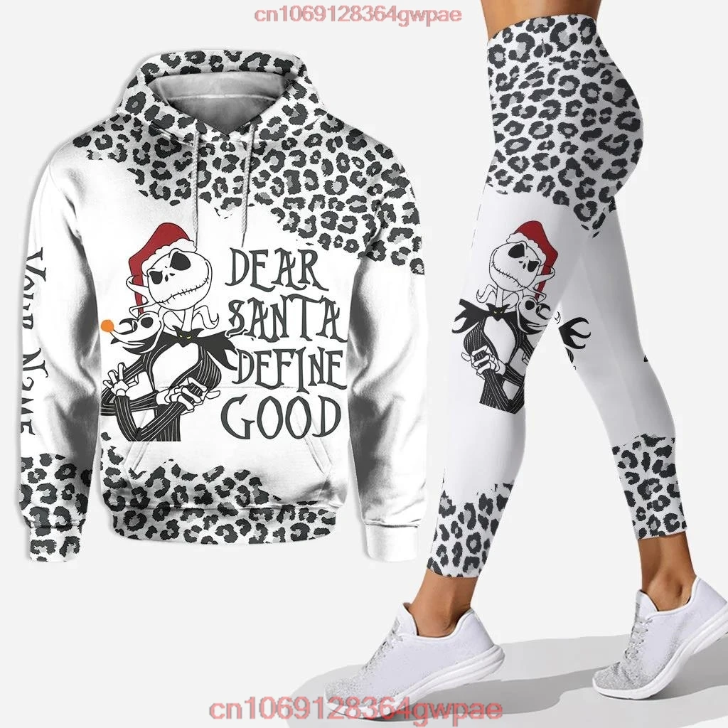 Christmas Nightmare Jack Skellington Hoodie and Leggings Yoga Pants Set Womens Disney Yoga Hoodie Leggings Fashion Tracksuit Set