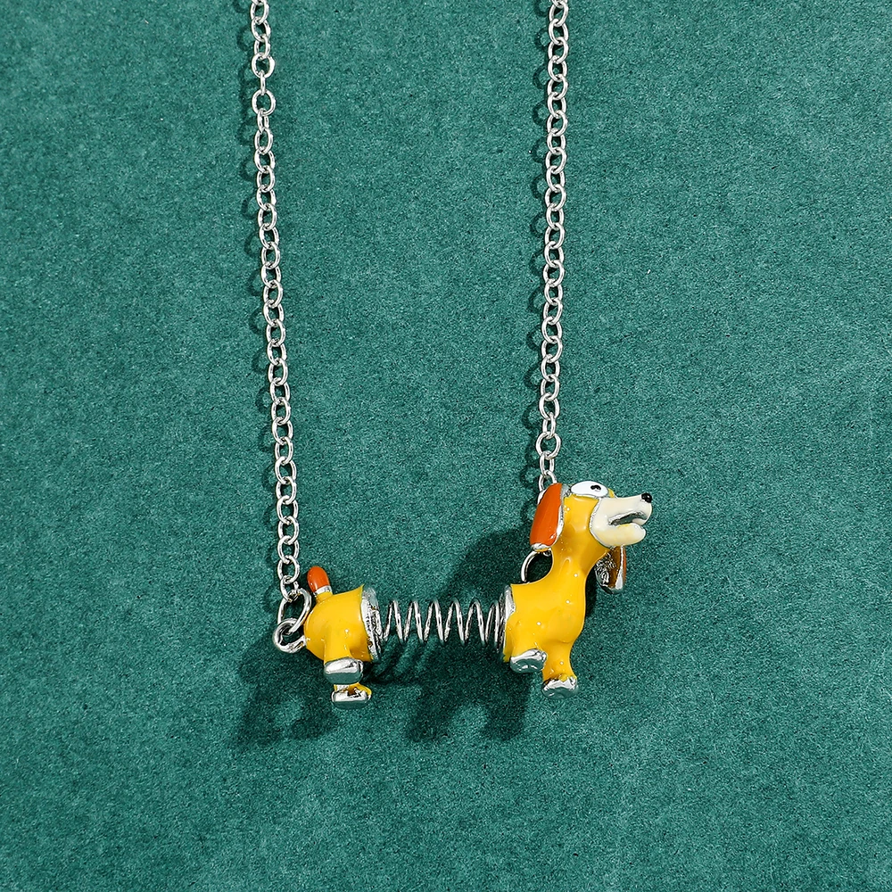 Fashion Children's Fun Creative Slinky Dog Necklace Cartoon Simple and Personalized Cute Pendant Dog Collar Chain Gift