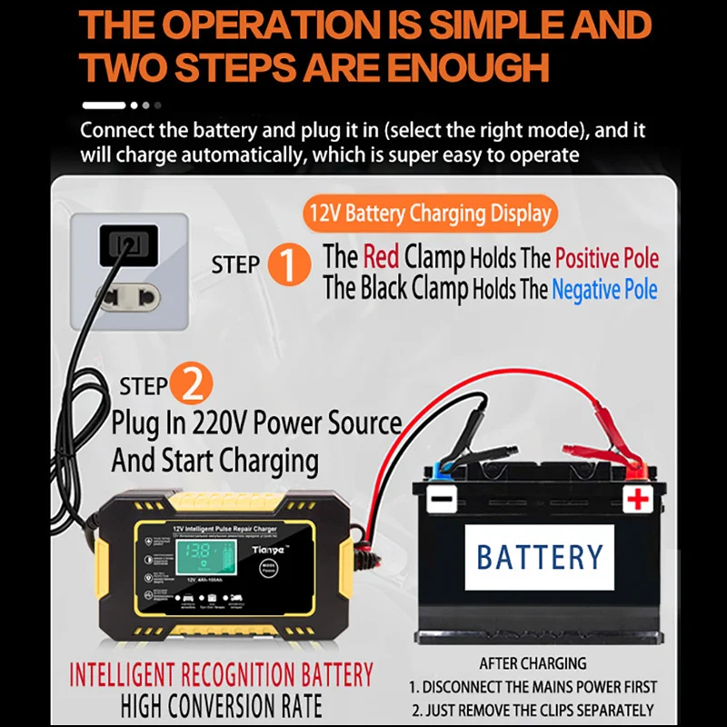 6A 12V Digital Car Battery Charger Fully Automatic Repair Charge For Car Motorcycle SUV Stea Battery Charger 12v Fully Automatic