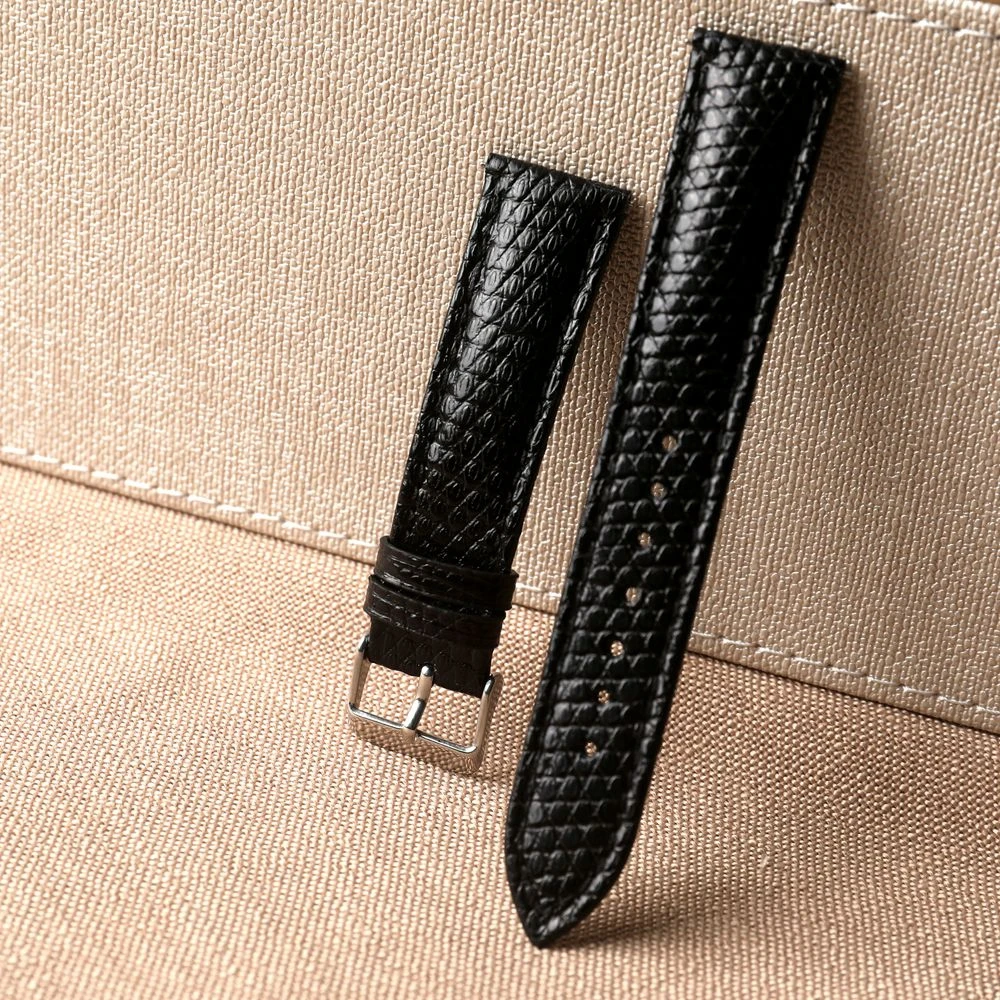 Handmade Leather Watchband, 18MM 20MM 22MM lizard Skin Quick Release, Soft Leather Strap, Black Men, Luxury leather