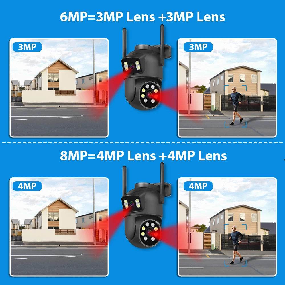 Imagem -02 - Câmera de Vigilância ao ar Livre Câmera de Vídeo Rastreamento Automático Proteção de Segurança Lentes Telas Duplas 4k 8mp Zoom 4x 6mp Cctv