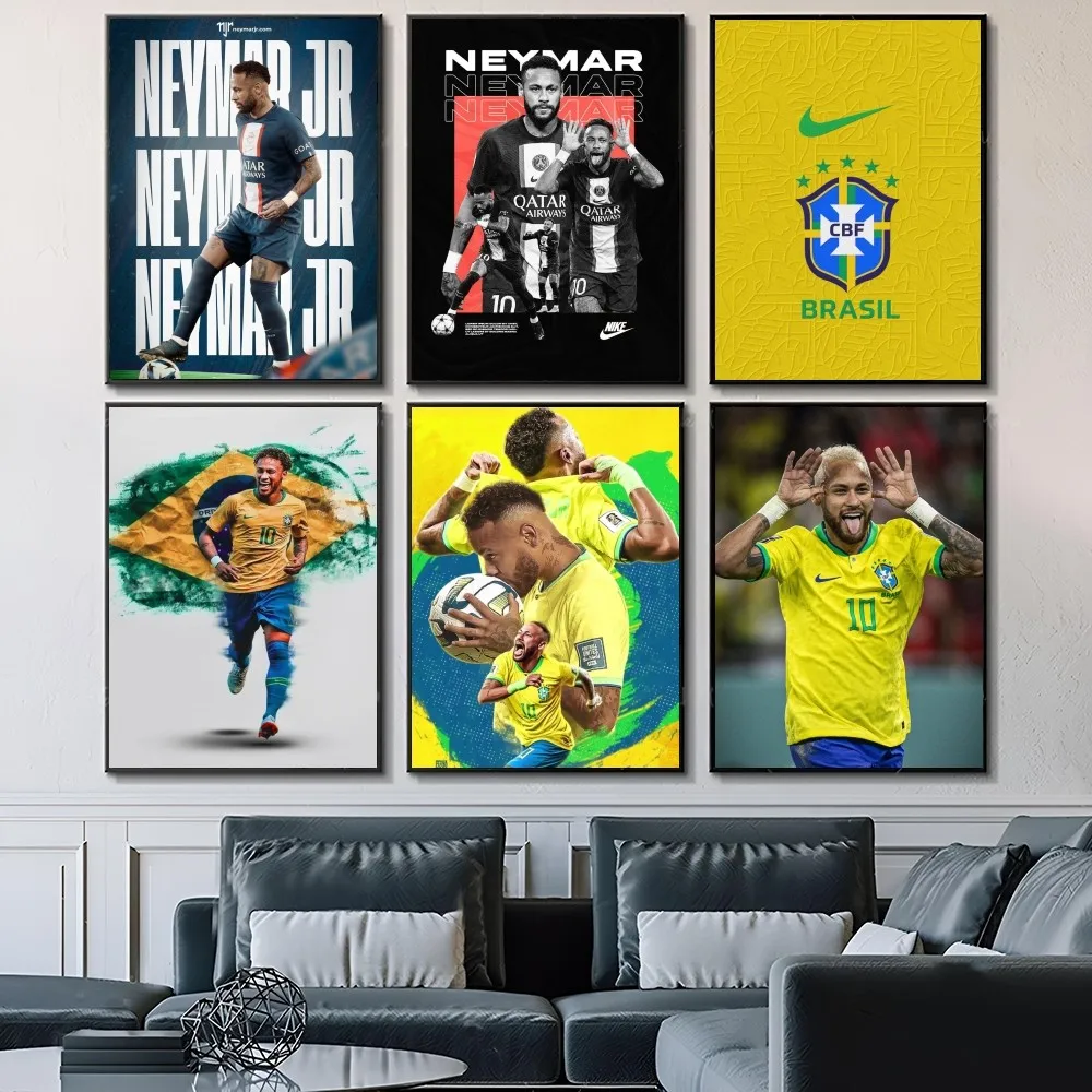 1PC N-Neymar Poster Self-adhesive Art Waterproof Paper Sticker Coffee House Bar Room Wall Decor