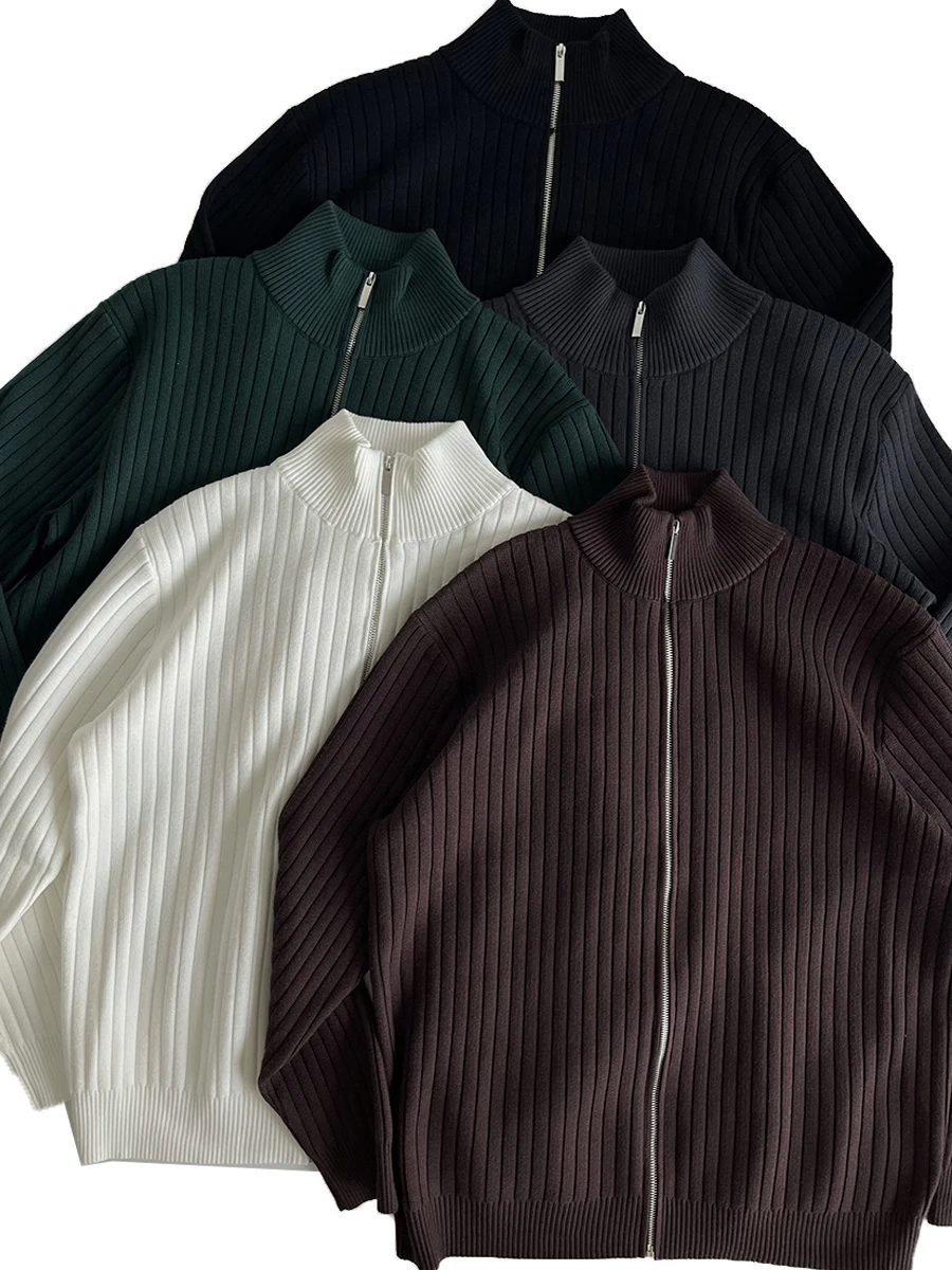 

Современный утепленный плотный осенне-зимний кардиган на молнии, свободного кроя, в японском стиле, с длинными рукавами, цветной свитер