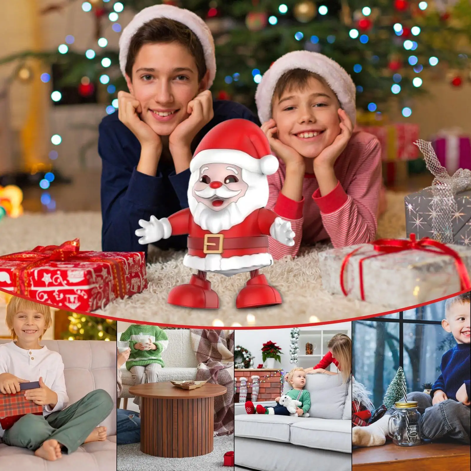 Dancing Santa 7.87Inch Christmas Musical Claus Game Lighted Festive Doll For Festival Indoor Family Home Holiday Party Table
