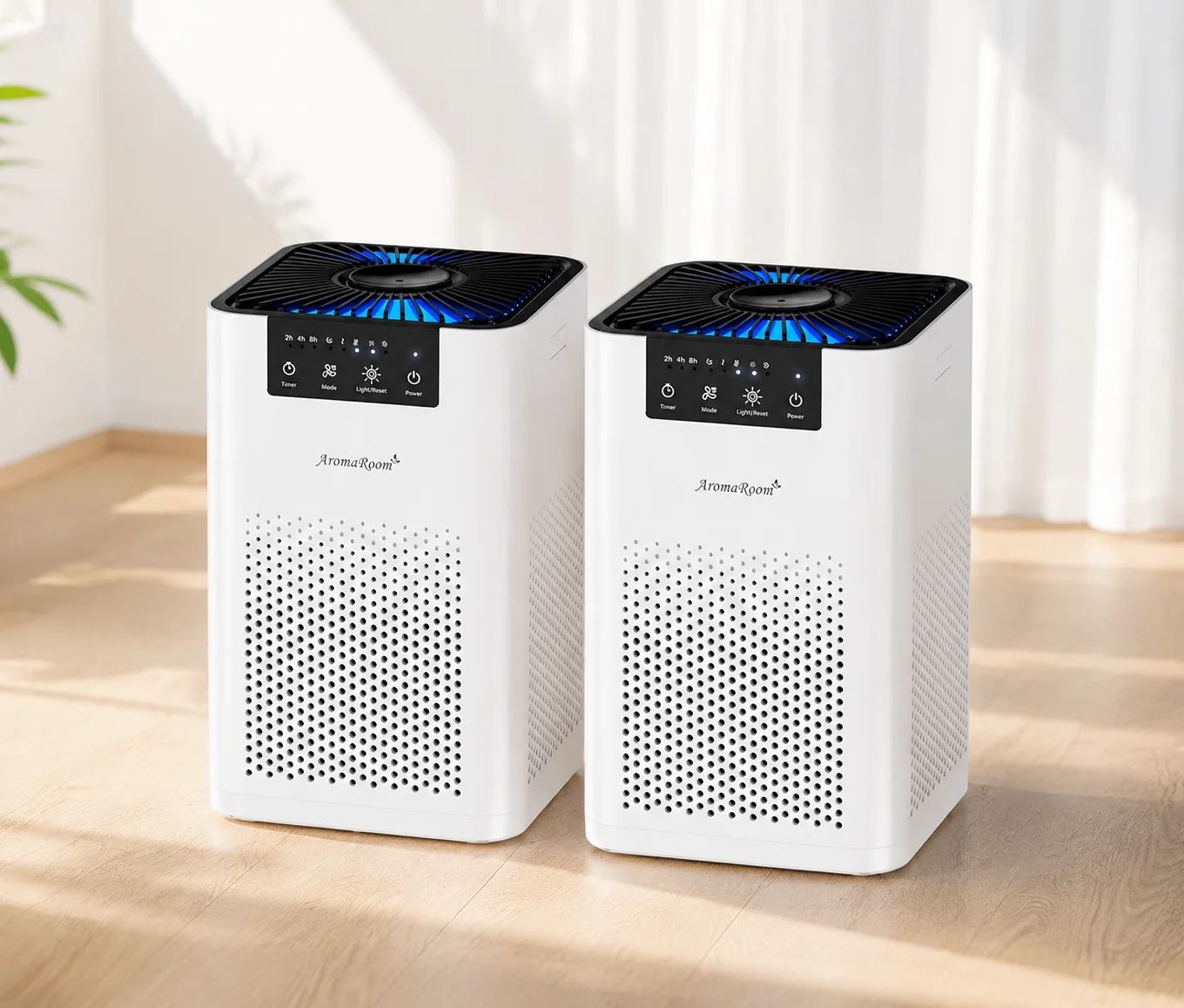 Air Purifiers For Bedroom, AP102-White, 2Packs, Dorm, Apartment | Quiet 360° Airflow Air Cleaner 3-in-1 Filter For Office