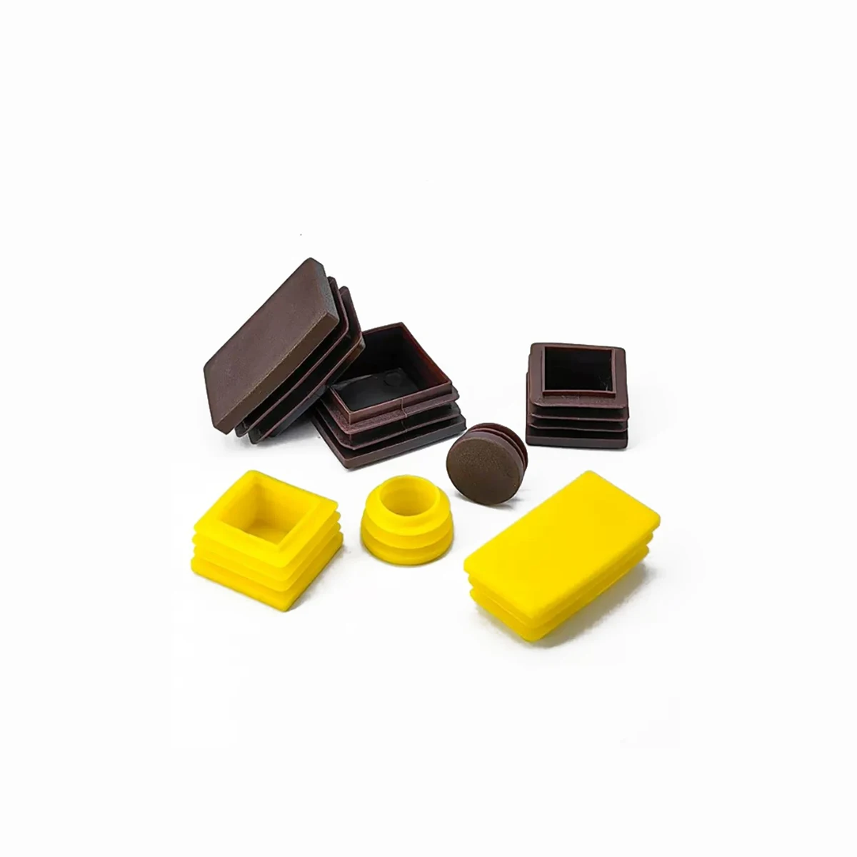 Yellow Plastic Circular Square Pipe Plug Dustproof Sealing Cover Furniture Tables And Chairs Anti Slip Foot Pads