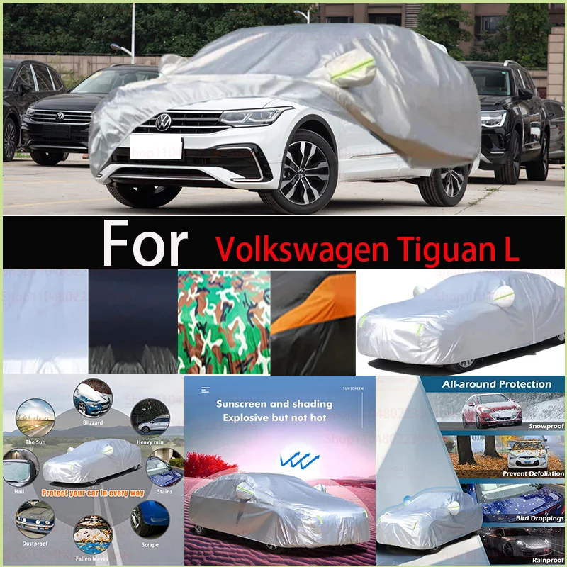 

For Volkswagen Tiguan L Windproof Car Cover with Reflective Strip Auto Anti-UV Sun Rain Snow Dust Paint Protect Cover