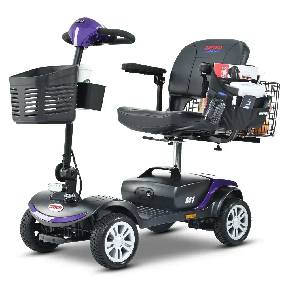 

Four wheels Compact Travel Mobility Scooter with 300W Motor for Adult-300lbs, Dark Purple