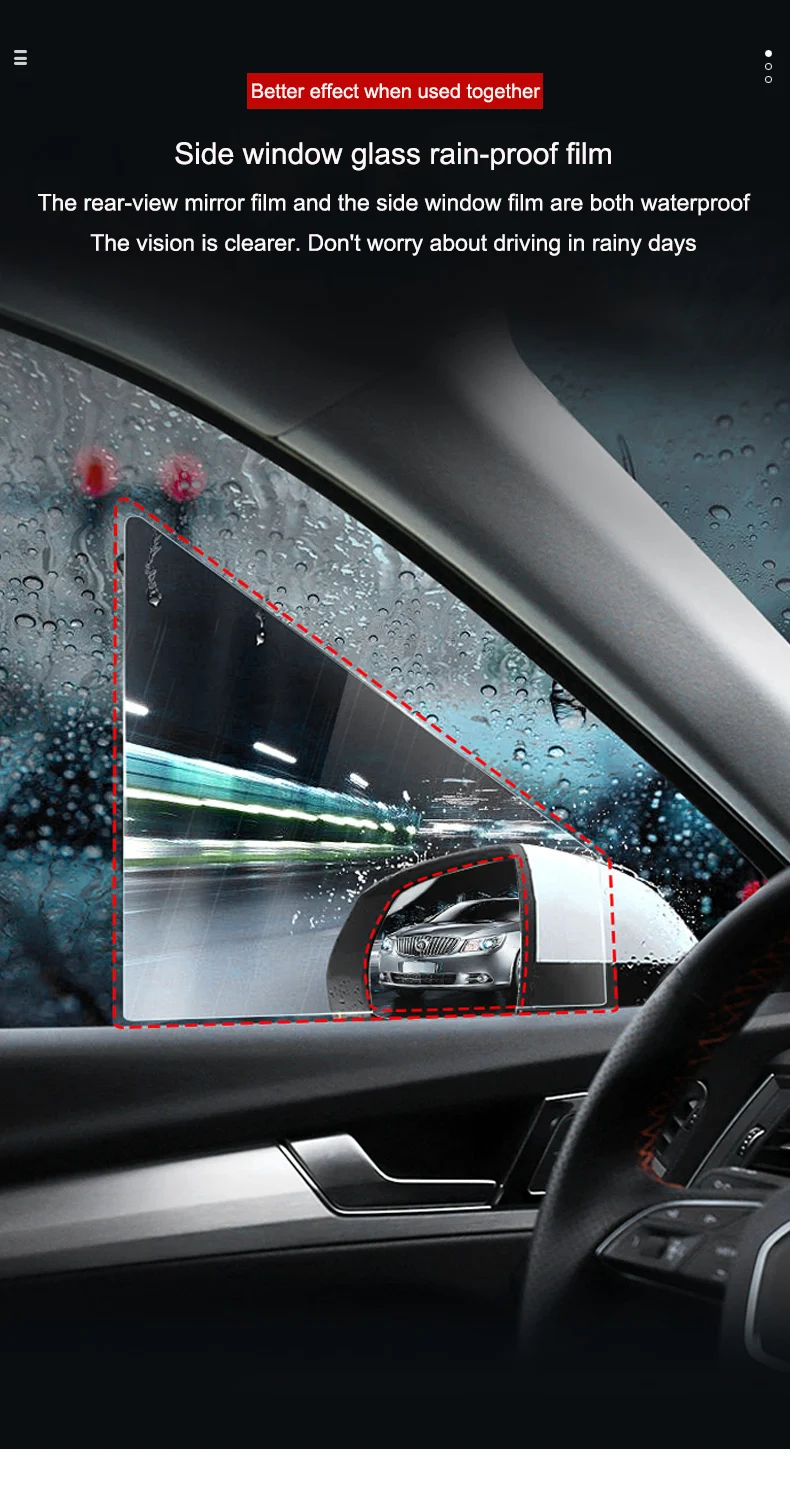 For Tesla Model 3/Y Rearview Mirror Rainproof Film Reverse Mirror Side Window Waterproof Fog-proof Film Anti-scratch Films