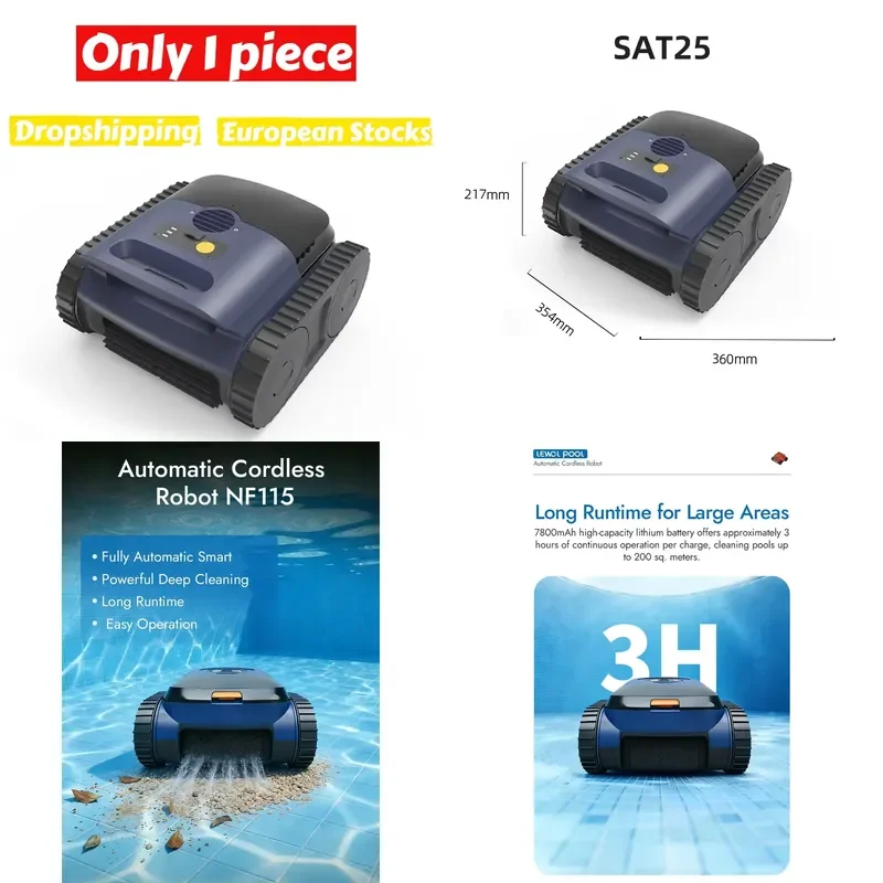 STROVAN Lewol SAT25 European Plug ABS Automatic High Quality Rechargeable Swimming Pool Robot Cleaner In-Ground/Above-Ground