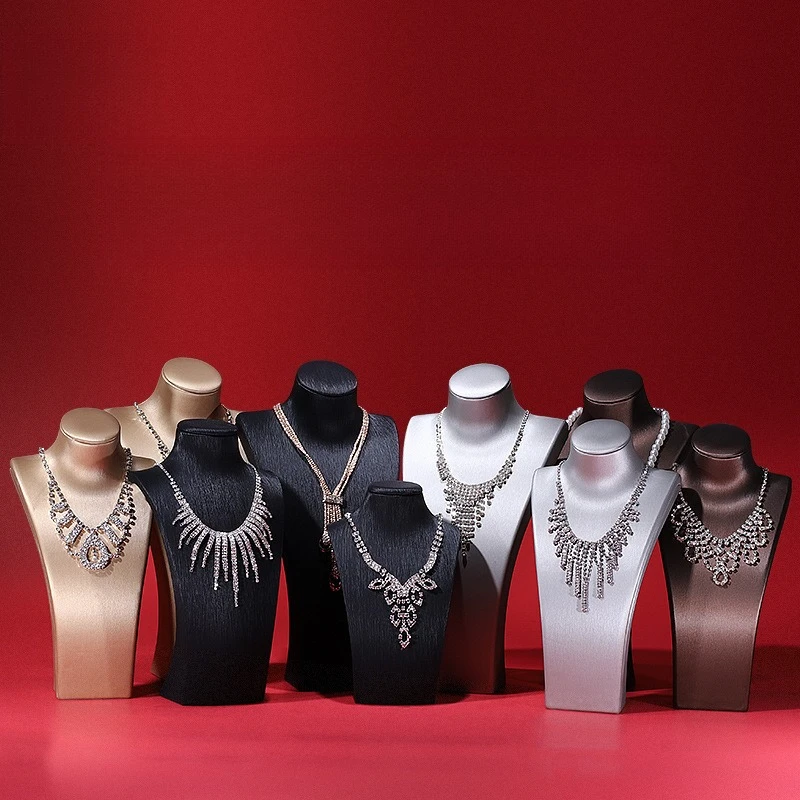 

PU Leather Jewelry Stand Jeweler Commercial Use Display Shelf Necklace Pendant Jewellery Storage Rack Exhibitor Showcase Holder