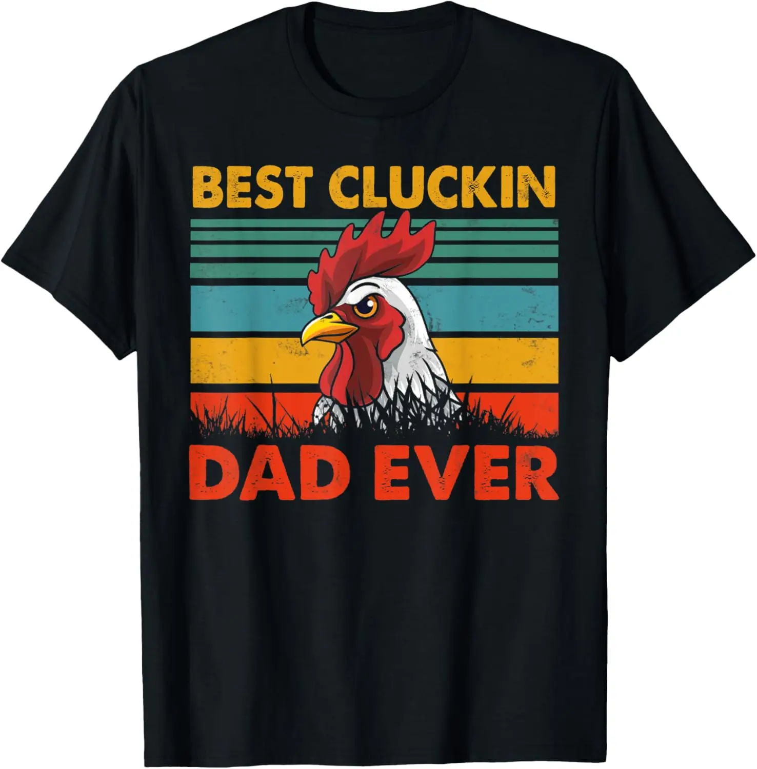 Vintag Retro Best Cluckin Dad Happy Father Day Chicken Lover T-Shirt