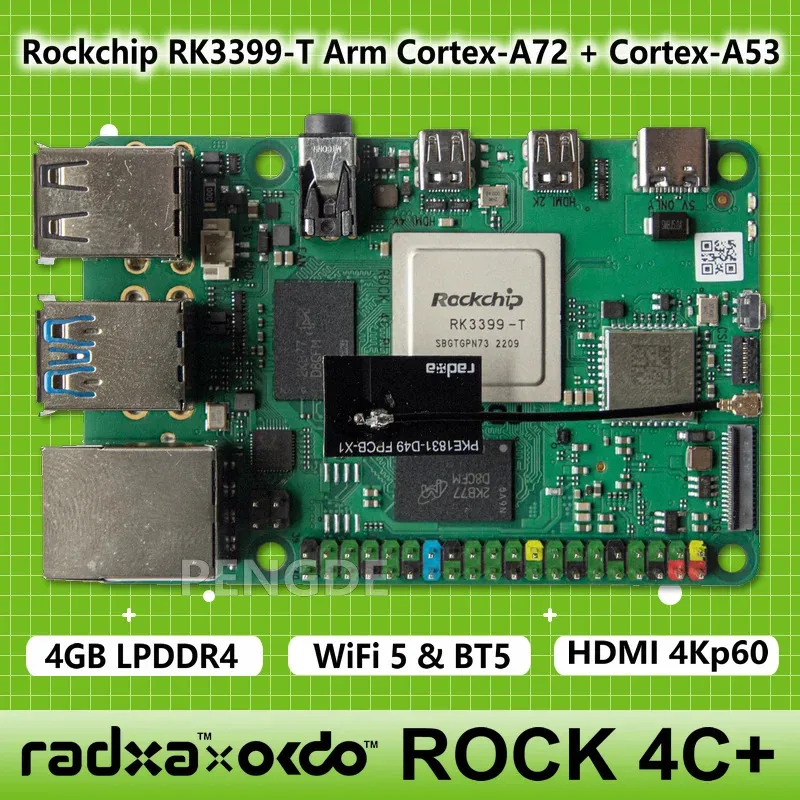 

OKdo RADXA ROCK 4 Model C+ 4GB Single Board Computer Rockchip RK3399-T Arm Cortex-A72 Cortex-A53