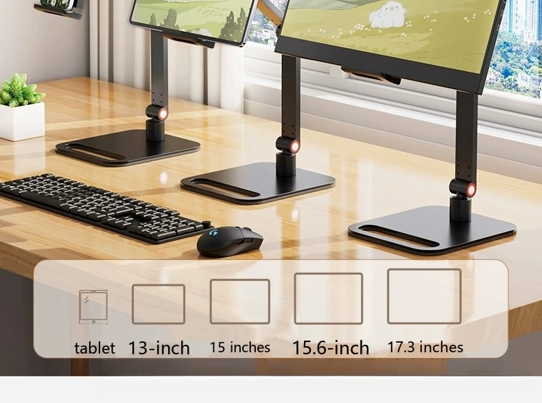 Drehbarer Laptop-Ständer 360 ° Drehbarer Desktop-Ständer, 3-fach höhenverstellbar, für iPad, Telefon, Notebook, aus Legierung – Detail 12