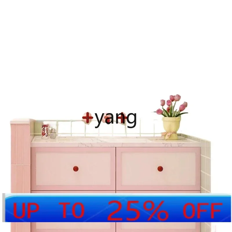 LTT washstand rock slab seamless ceramic integrated basin dopamine cream wind bathroom cabinet combination