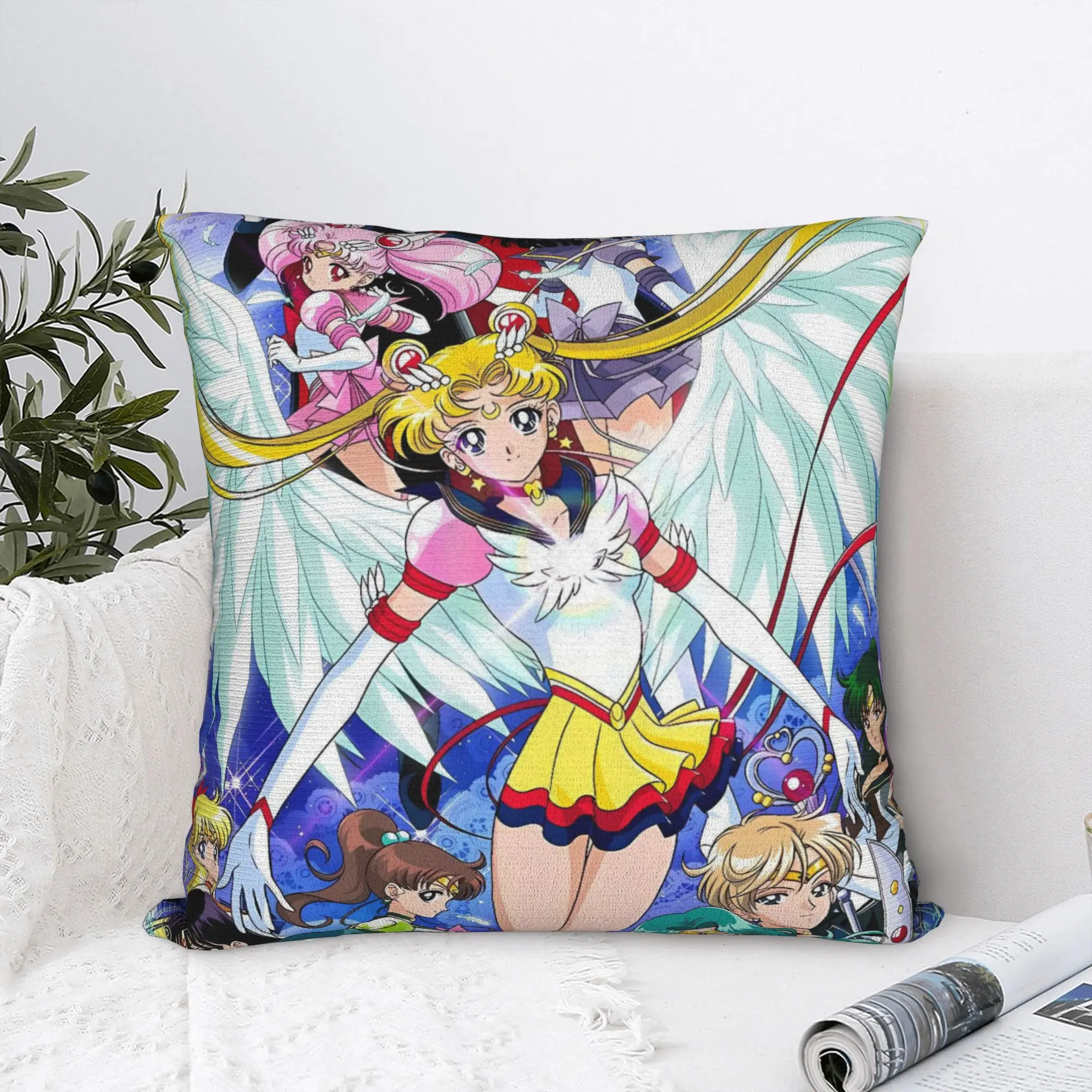 Sailor Moon Pillow Case  Graphic Pillow Cover For Sofa Couch Bed Living Room Novelty Cushion Cover