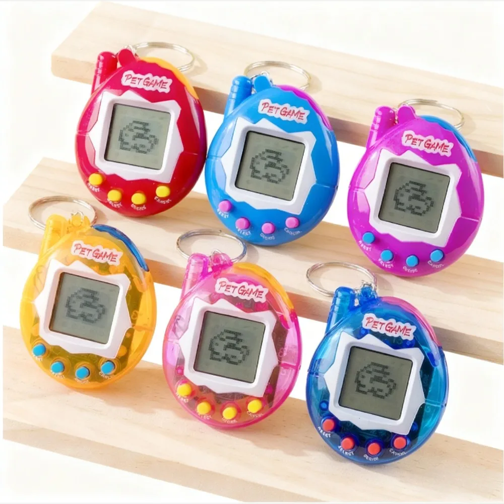 Mini llavero de consola Tamagotchi, juguete en ruso, Original, alemán, español, polaco, animales electrónicos, juego para niños, colgante de píxel