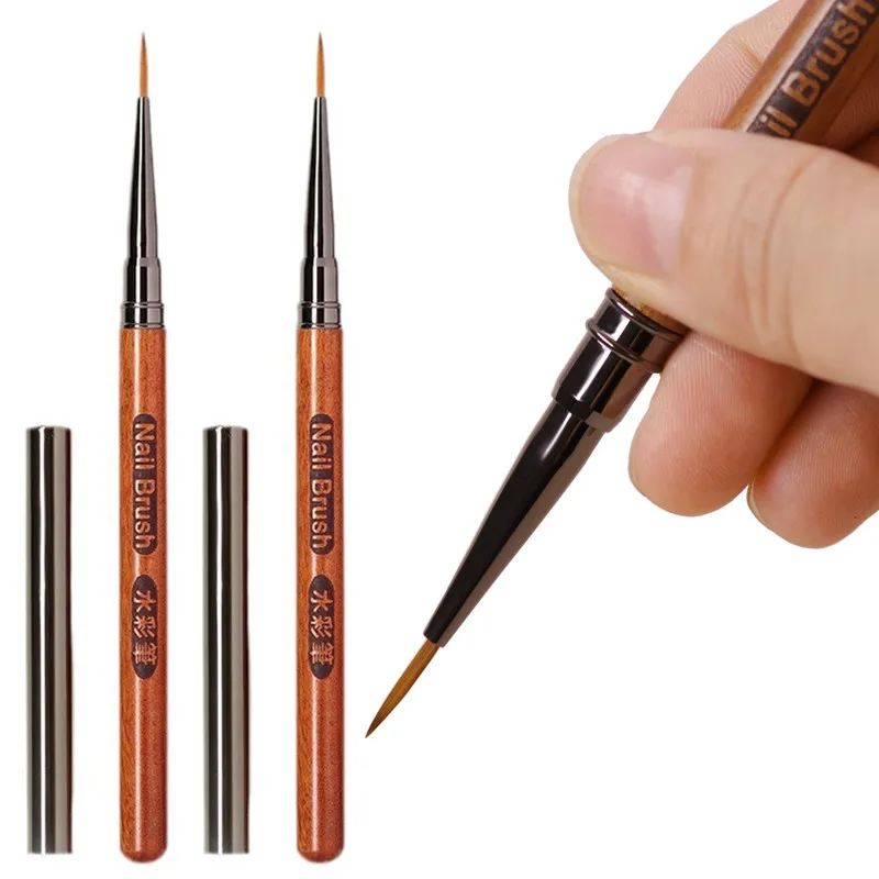 Round Wood Handle Nail Acrylic Brush UV Gel Carving Pen Brush Liquid Powder DIY Nail Drawing Nail Art Bruses