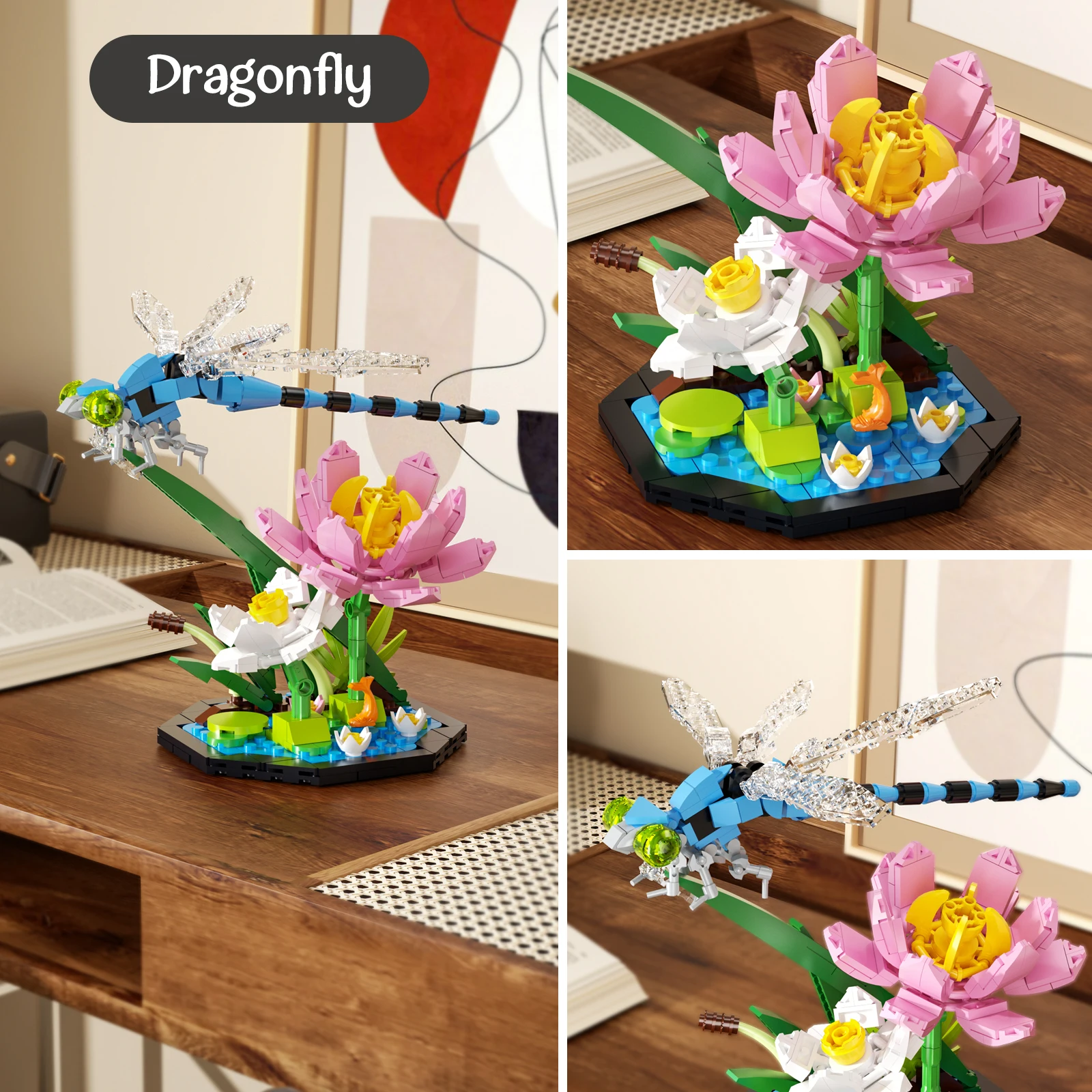 855PCS Ideas Insect Collection Building Set Butterfly Dragonfly Bee Display Models for Botanicals Lovers for Halloween Christmas