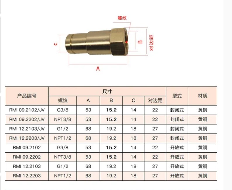 STAUBLI TYPE quick connector RMI09.2102/JV RMI09.2202/JV 3/8NPT  RMI12.2103/JV 1/2G  RMI12.2203/JV 1/2NPT RMI09.2102
