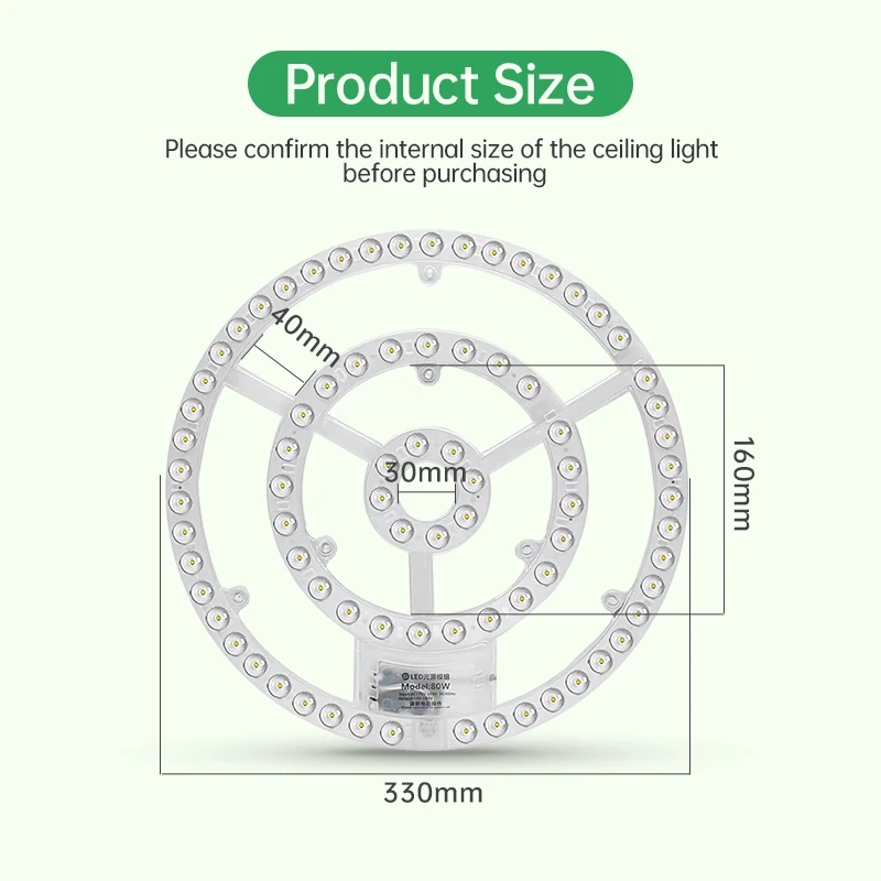 Ceiling Light Replacement Led Module 220v Led Panel 80W Round Light Panel Board Module Lamp For Ceiling Fan Lights