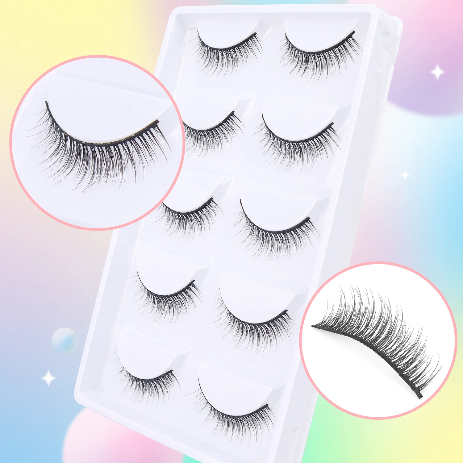 5 أزواج من الرموش الصناعية السوداء الطبيعية المقلدة على شكل حرف V مناسبة للتمر/المكياج اليومي