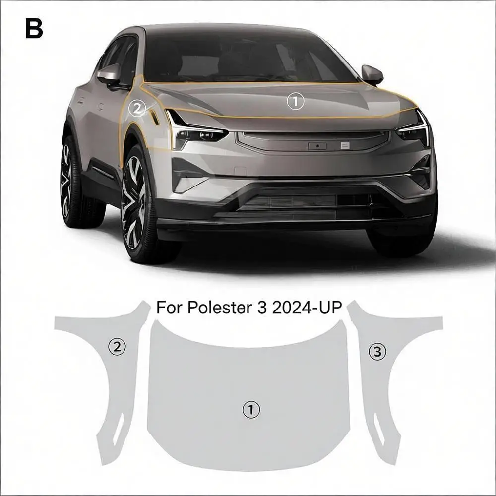 For Polestar 3 2024-UP TPU Bumper Paint Protection Film Self-Healing Clear Bra Pre-cut PPF Kit Car Body Anti-Scratch Resistant