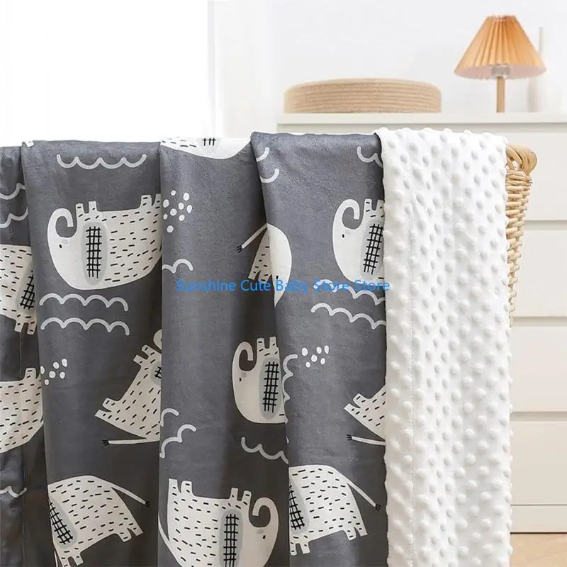 

C5AF Soft Plush Raised Dot Baby Blanket Quilt Newborn Receiving Print Blanket