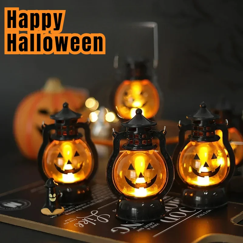 

Halloween Pumpkin LED Lamp Portable Handheld Small Oil Lamp Halloween Party retro Home Decoration Horror Props