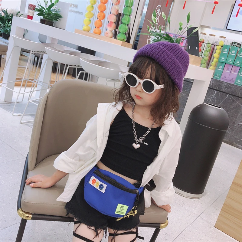 Crossbody Bag for Kids Waistbag for Boy Girl Children with Smiling Face Cool Bag for Girls Adjustable Belt Casual Shoulder Bags