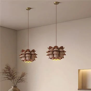 SANDYHA Modern Wooden Petals Chandelier Light for Japanese Restaurant Dining Room Tavern Stylish Interior Decorative Lighting