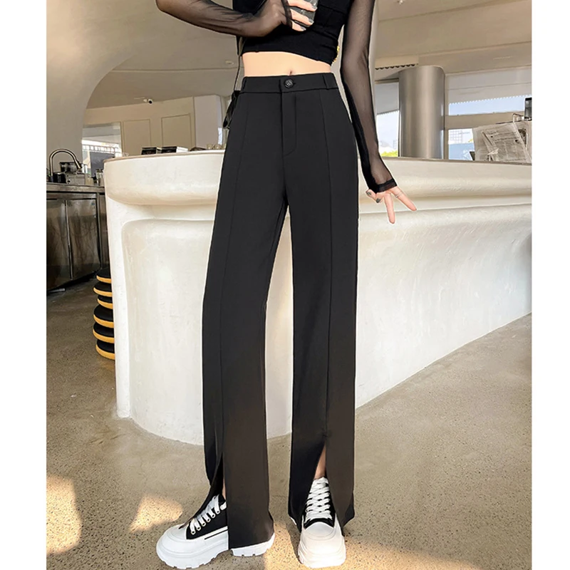 

Women's Y2K Clothes Baggy White Open Suit Pants Summer Wide Leg New High Waist Casual Straight Leg Trousers Korean Style 2023