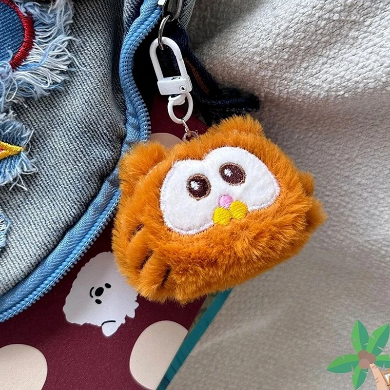 Cartoon Plush Orange Cat Doll Keychain Soft Stuffed Fluffy Bag Pendant Keyring Women Girls Birthday Gifts