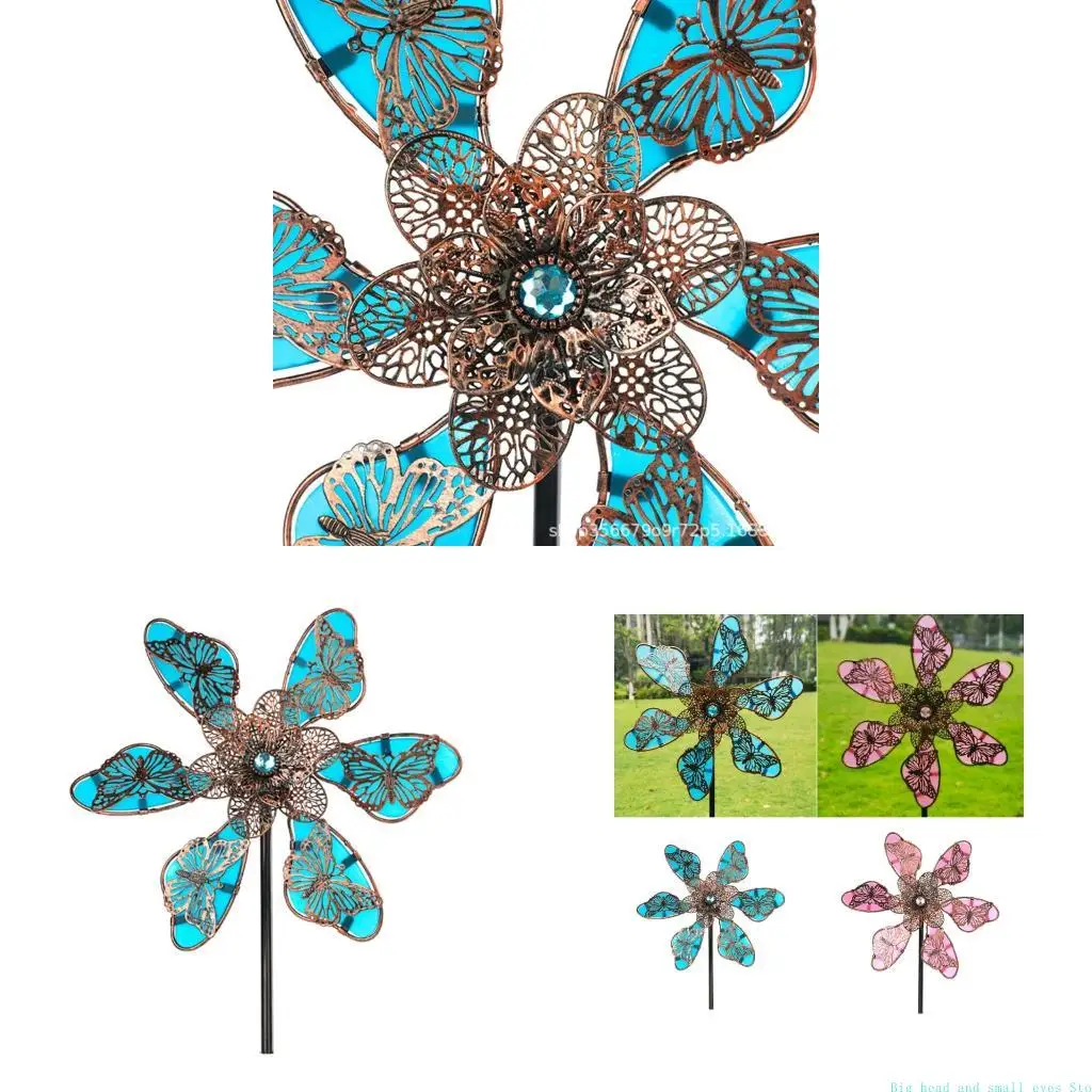 581C Rotating Wind Spinner Garden Ornaments Easy Ground Installation Decorative Yard