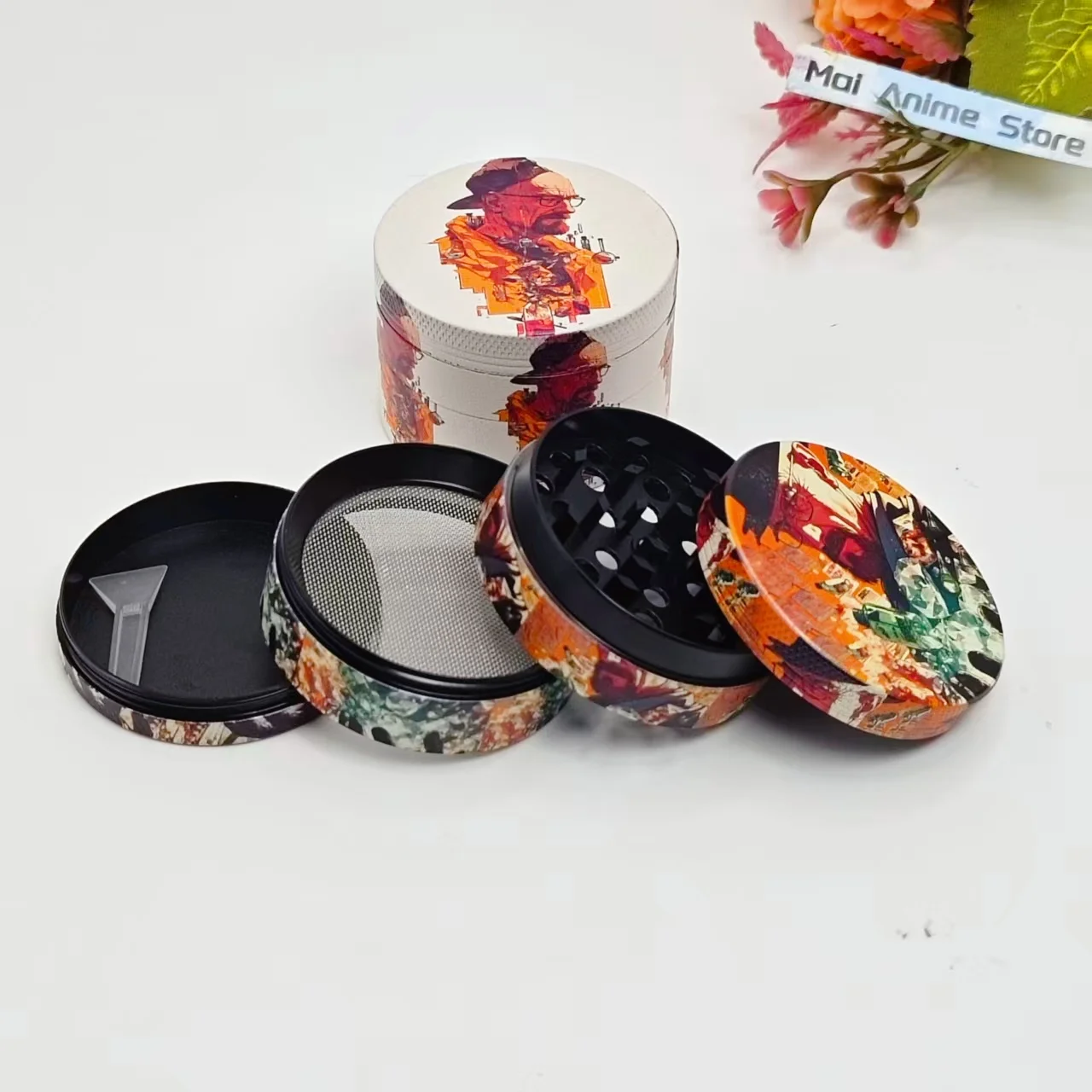 2in Movie Herb Grinder Metal Spice Mill 4-layer Manual Pepper Salt Mortar Pestle Tobacco  Grass Grinder Smoke Cigarette Tool