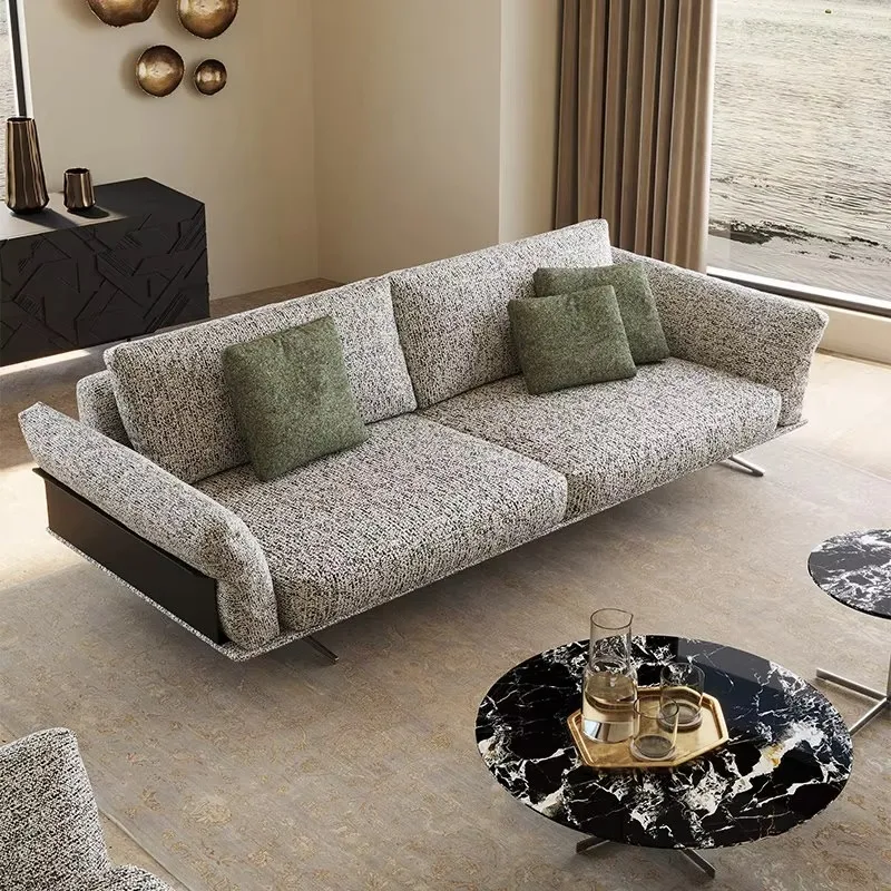 Sofa Cotton Linen Modern Italian Light Luxury Removable Washable Sectional Customizable High Density Sponge for Small Spaces
